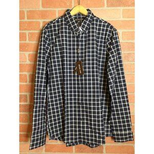 Michael Kors Trim Stretch Button-Up Shirt Checked Long Sleeves Collared XL